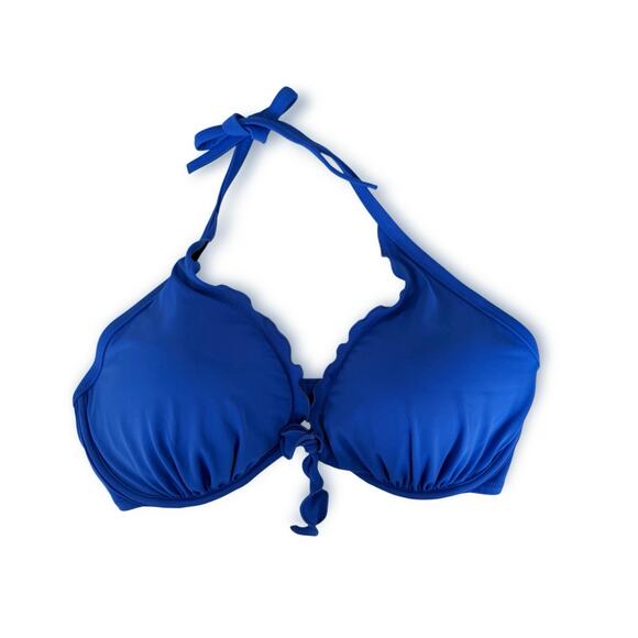 Victoria’s Secret Capri Ruffle Cobalt Blue Halter Bikini Swim Top 38DD - Picture 1 of 10
